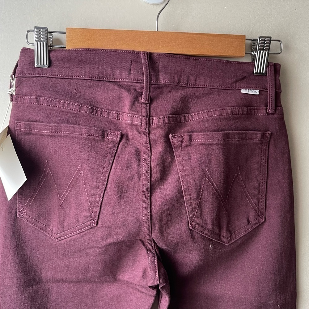 MOTHER Straight Leg Jeans in Burgundy - Picture 5 of 14
